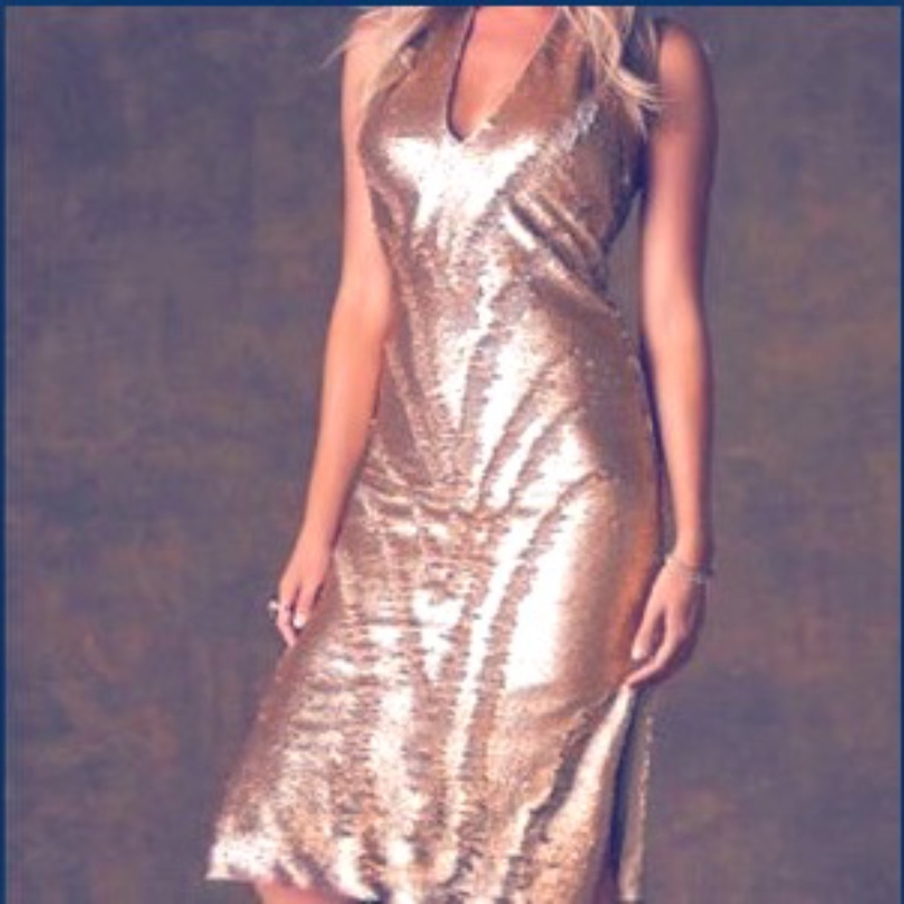 Alexia Admor Rose Gold Sequin Sheath Dress
